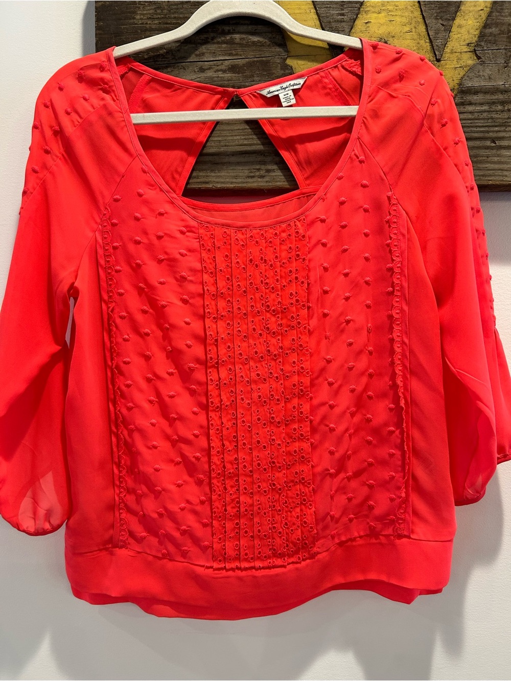 American Eagle Outfitters Coral Embellished Scoop-Neck Blouse